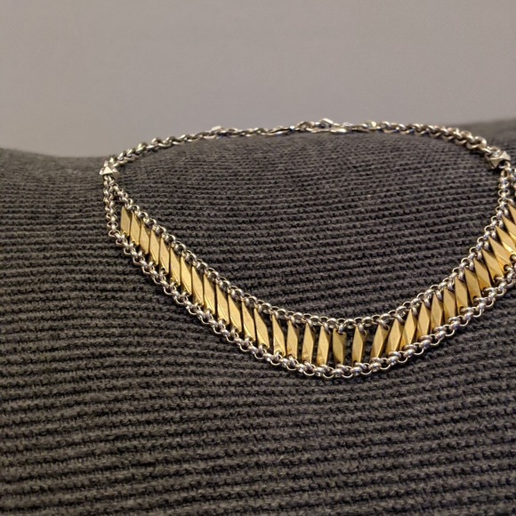 Fossil gold and silver necklace, 20" - Picture 2 of 7